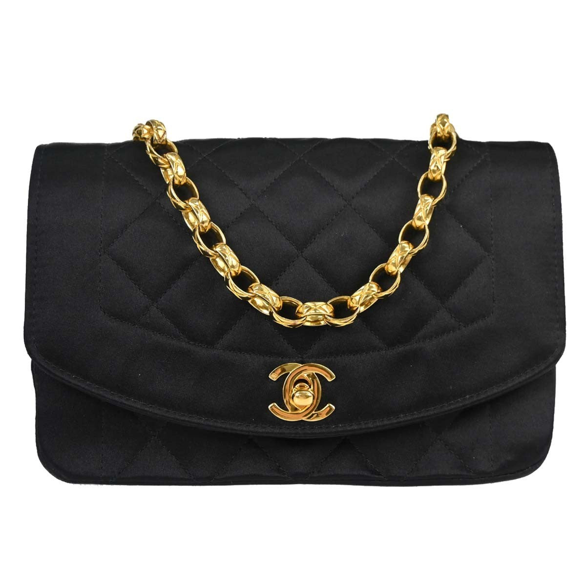 Chanel Black Satin Diana Shoulder Bag Vintage