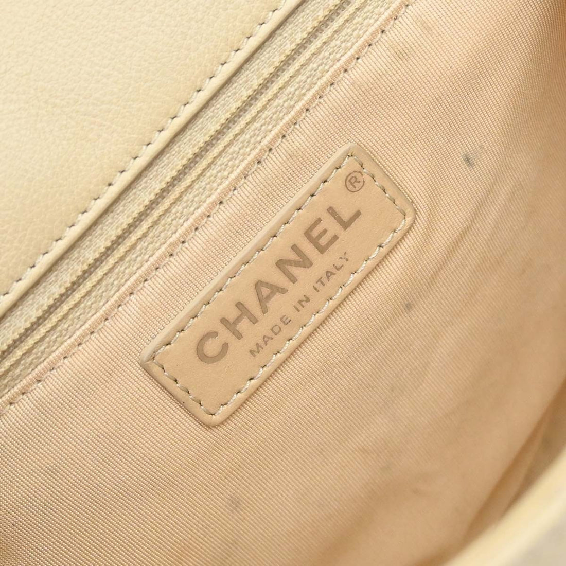 Chanel Borsa a Mano con Catena in Pelle Caviar Beige Vintage