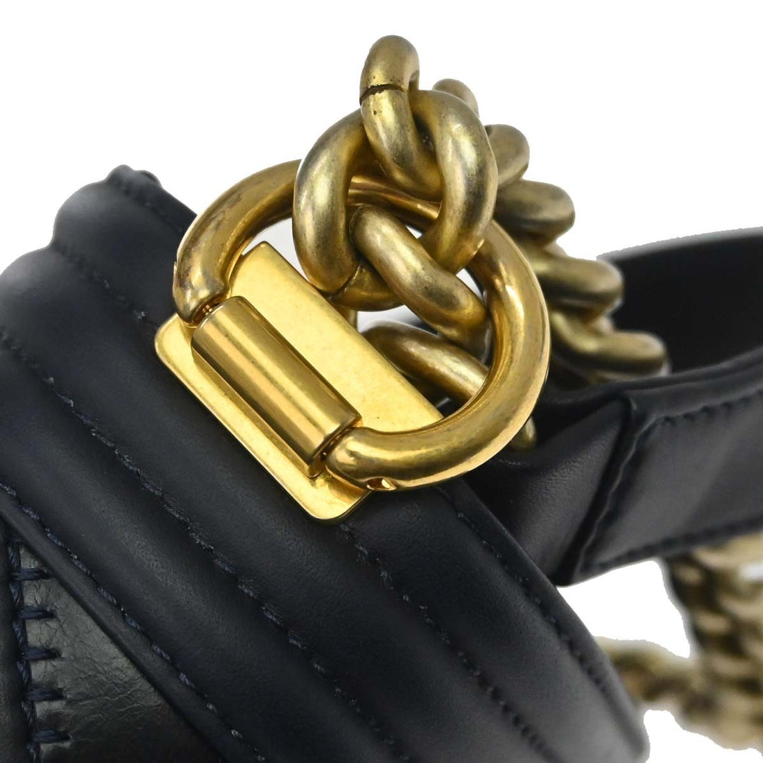 Chanel Boy Medium a Spalla in Pelle di Vitello Nera e Blu Vintage