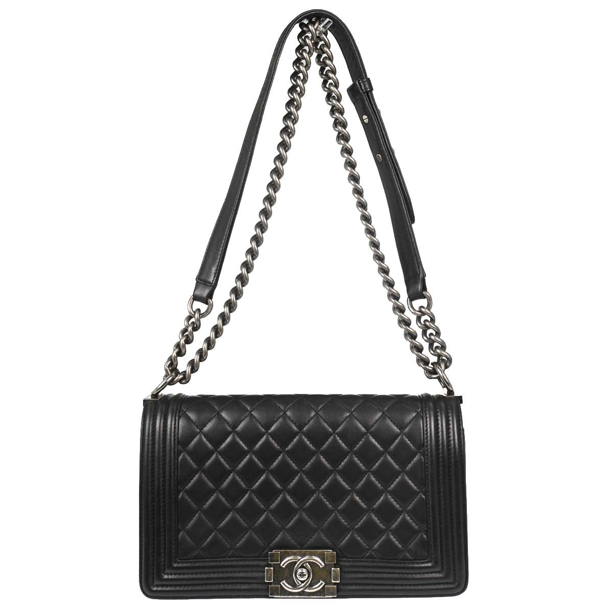Chanel Boy Medium in Pelle di Agnello Nera Vintage – foto 1