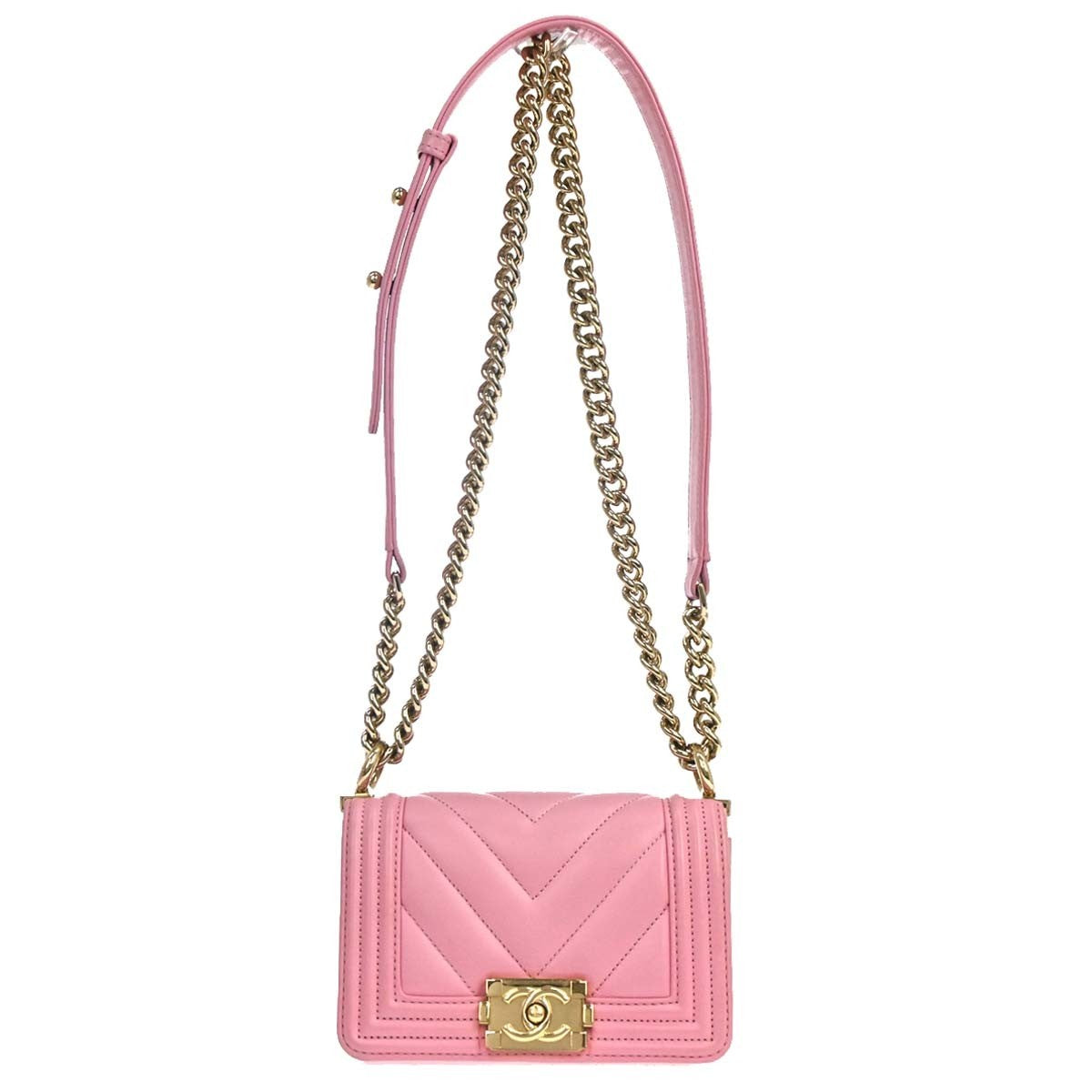 Chanel Boy Mini in Pelle di Agnello Rosa Vintage
