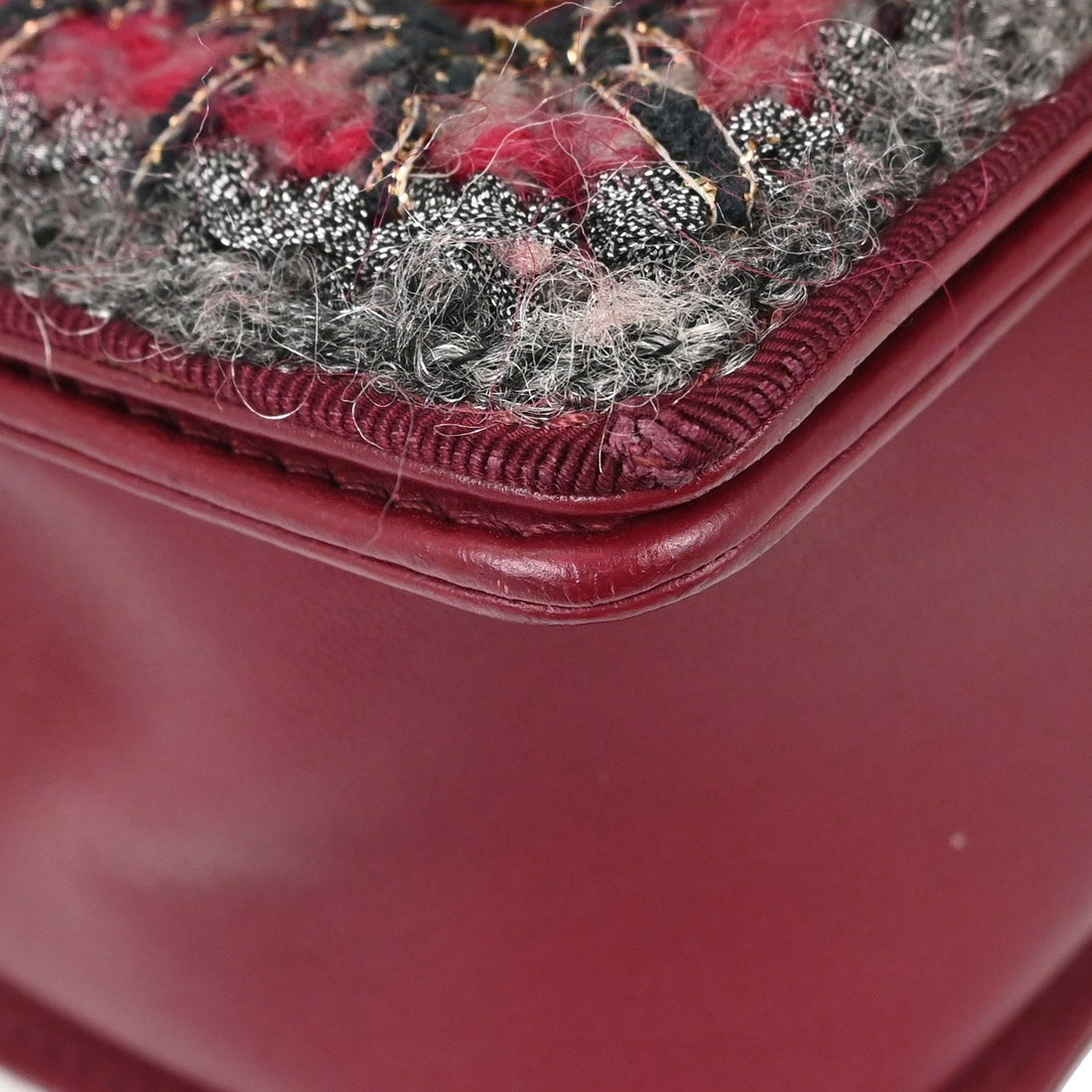 Boy Chanel Red Lambskin Tweed Medium Shoulder Bag Vintage