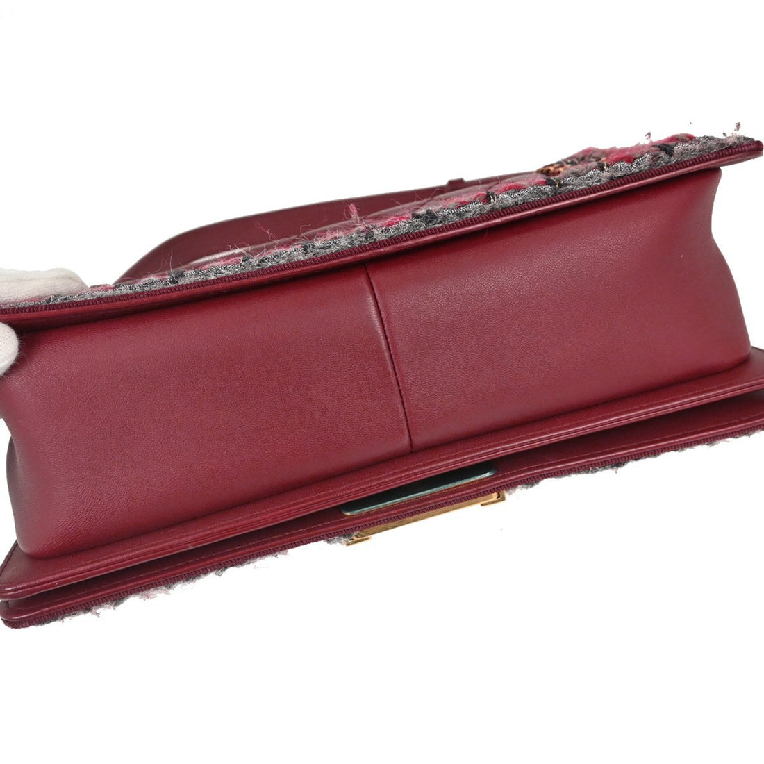 Boy Chanel Red Lambskin Tweed Medium Shoulder Bag Vintage