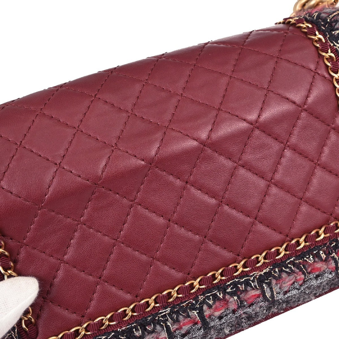 Boy Chanel Red Lambskin Tweed Medium Shoulder Bag Vintage