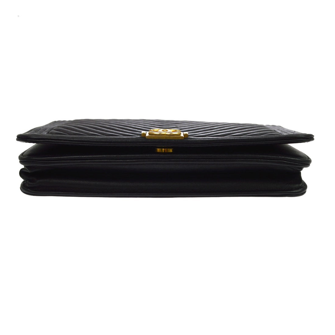 Chanel Boy Wallet on Chain in Pelle di Agnello Chevron Nero Vintage
