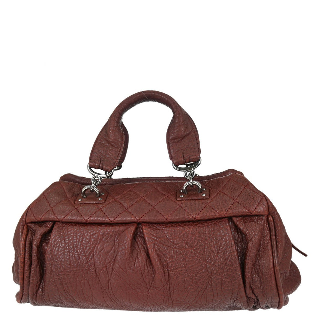 Chanel Burgundy Calfskin Bowling Handbag Vintage
