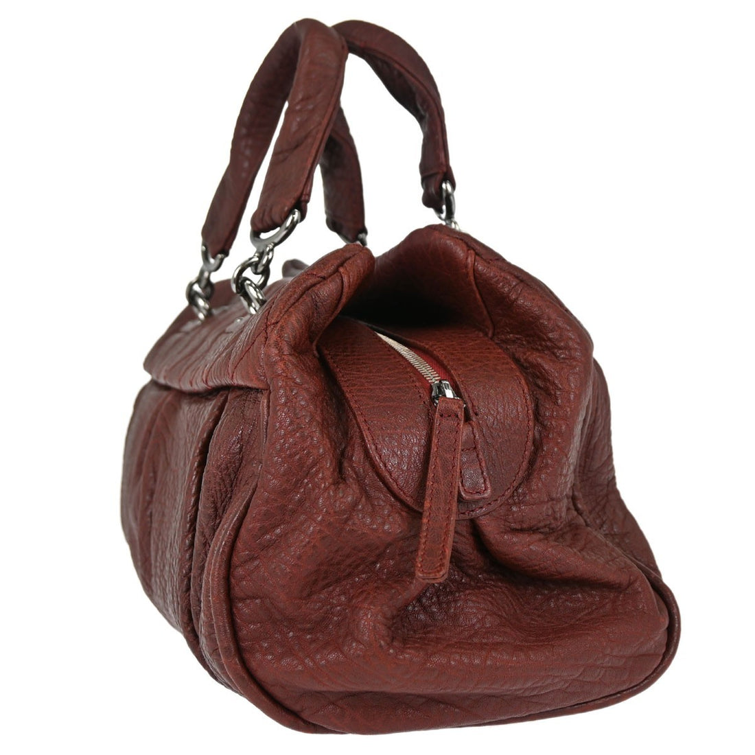 Chanel Burgundy Calfskin Bowling Handbag Vintage