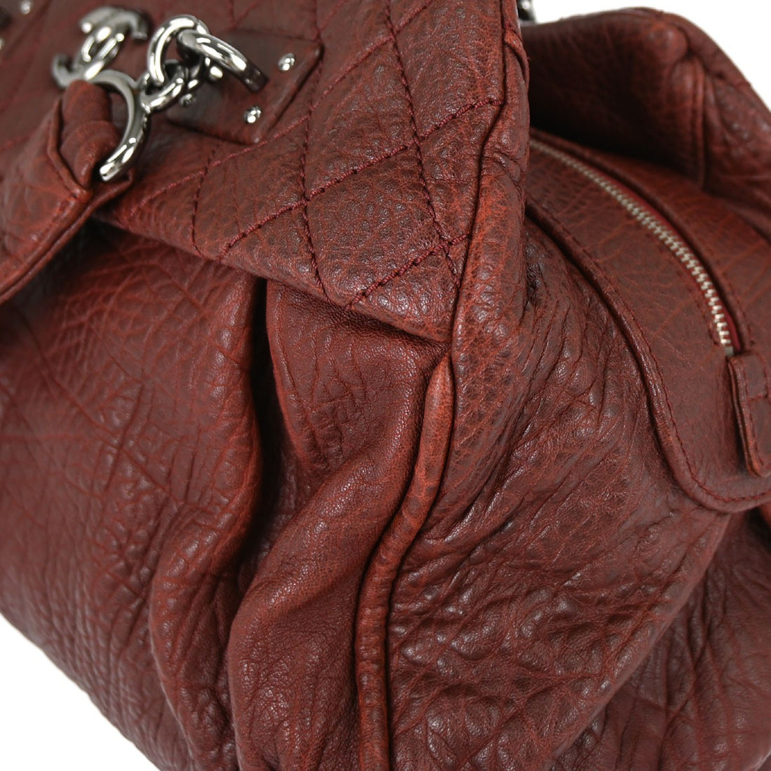 Chanel Burgundy Calfskin Bowling Handbag Vintage