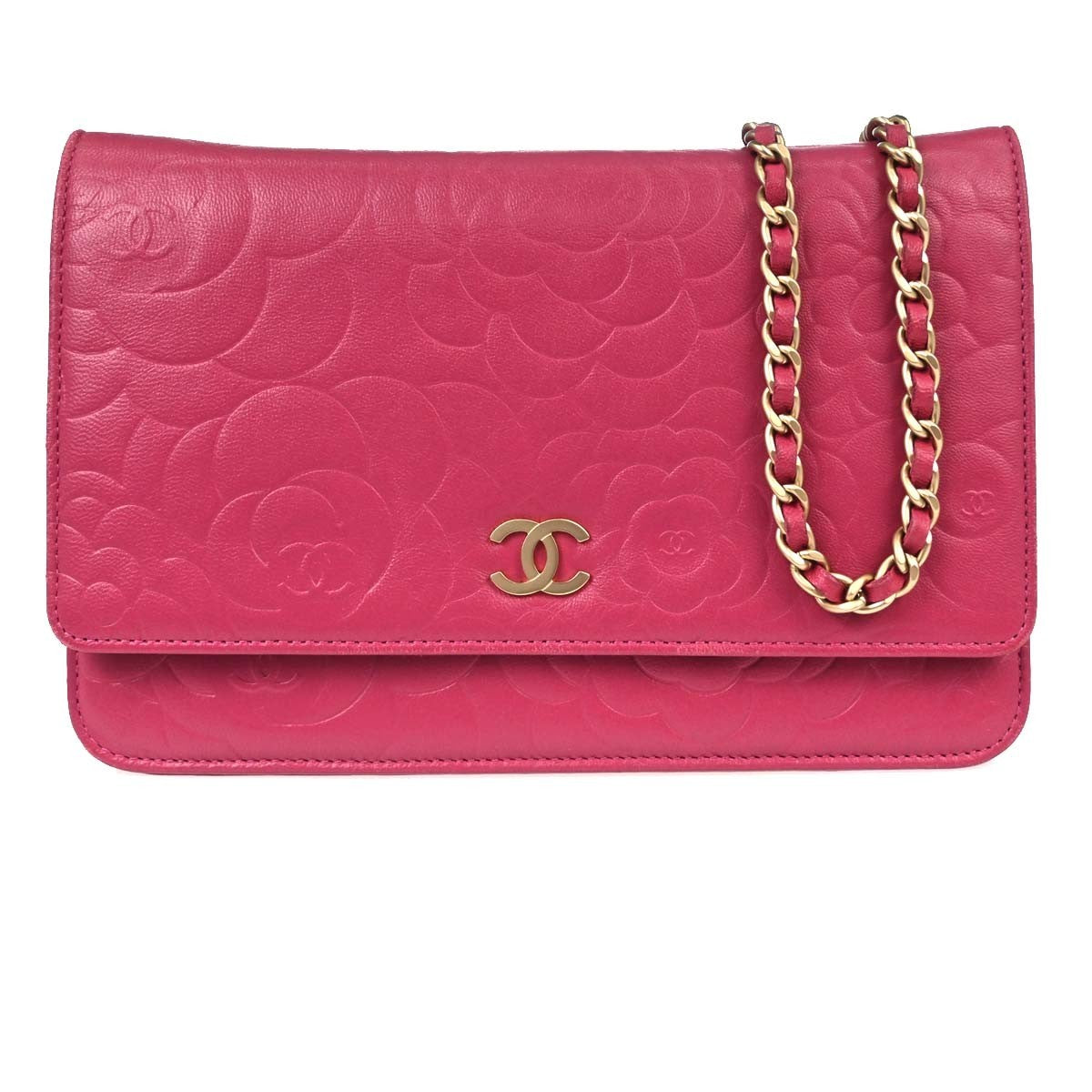 Chanel Camellia Wallet on Chain in Pelle di Agnello Rosa Vintage