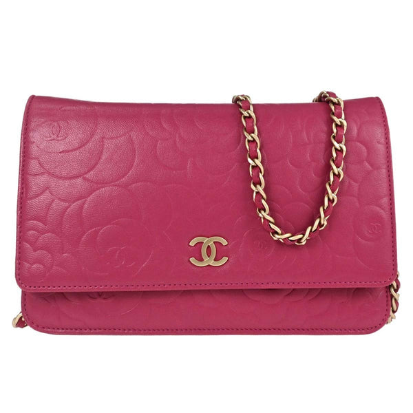 Chanel Camellia Wallet on Chain in Pelle di Agnello Rosa Vintage
