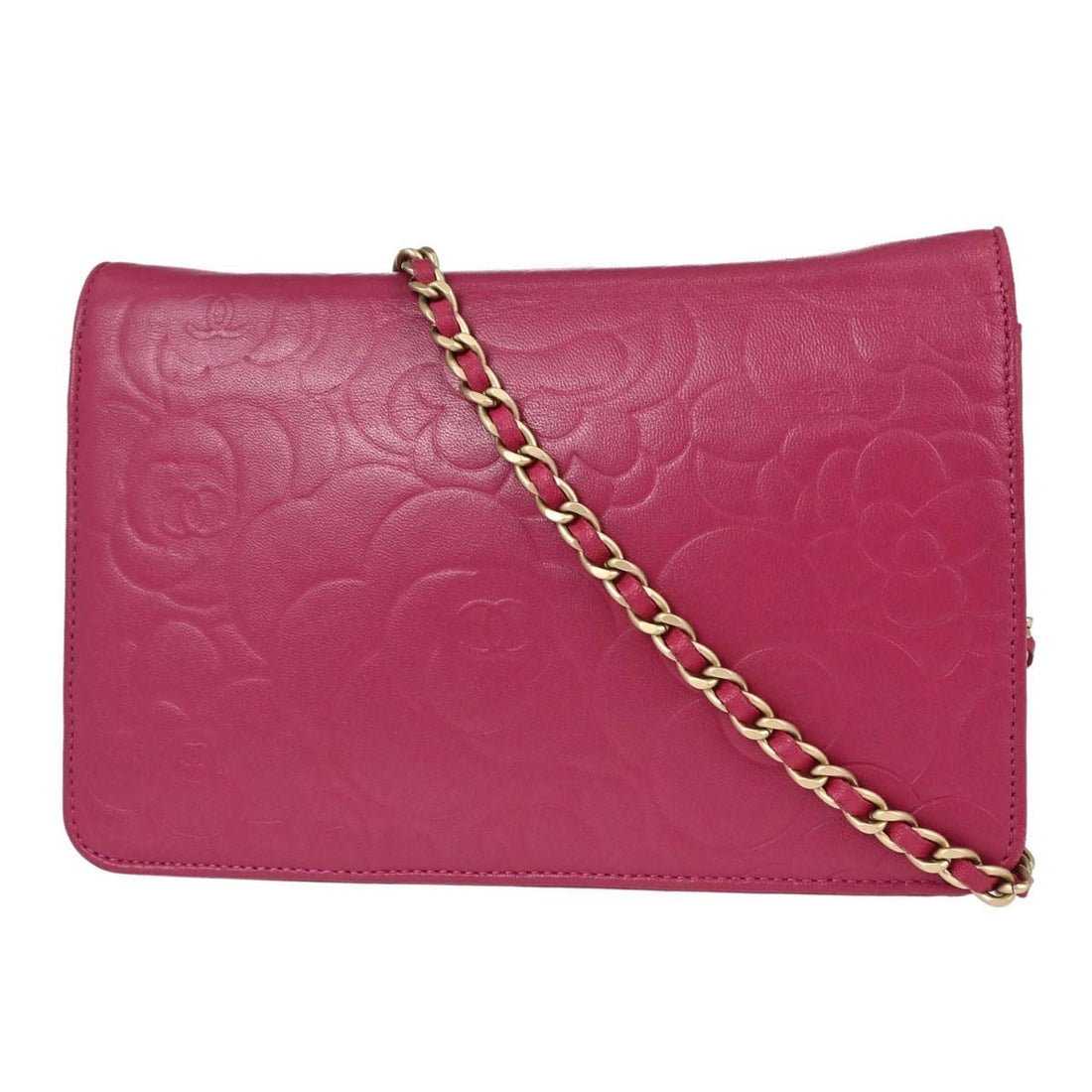 Chanel Camellia Wallet on Chain in Pelle di Agnello Rosa Vintage