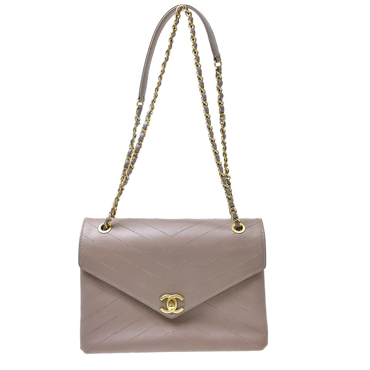 Chanel Chevron in Pelle di Vitello Viola Vintage