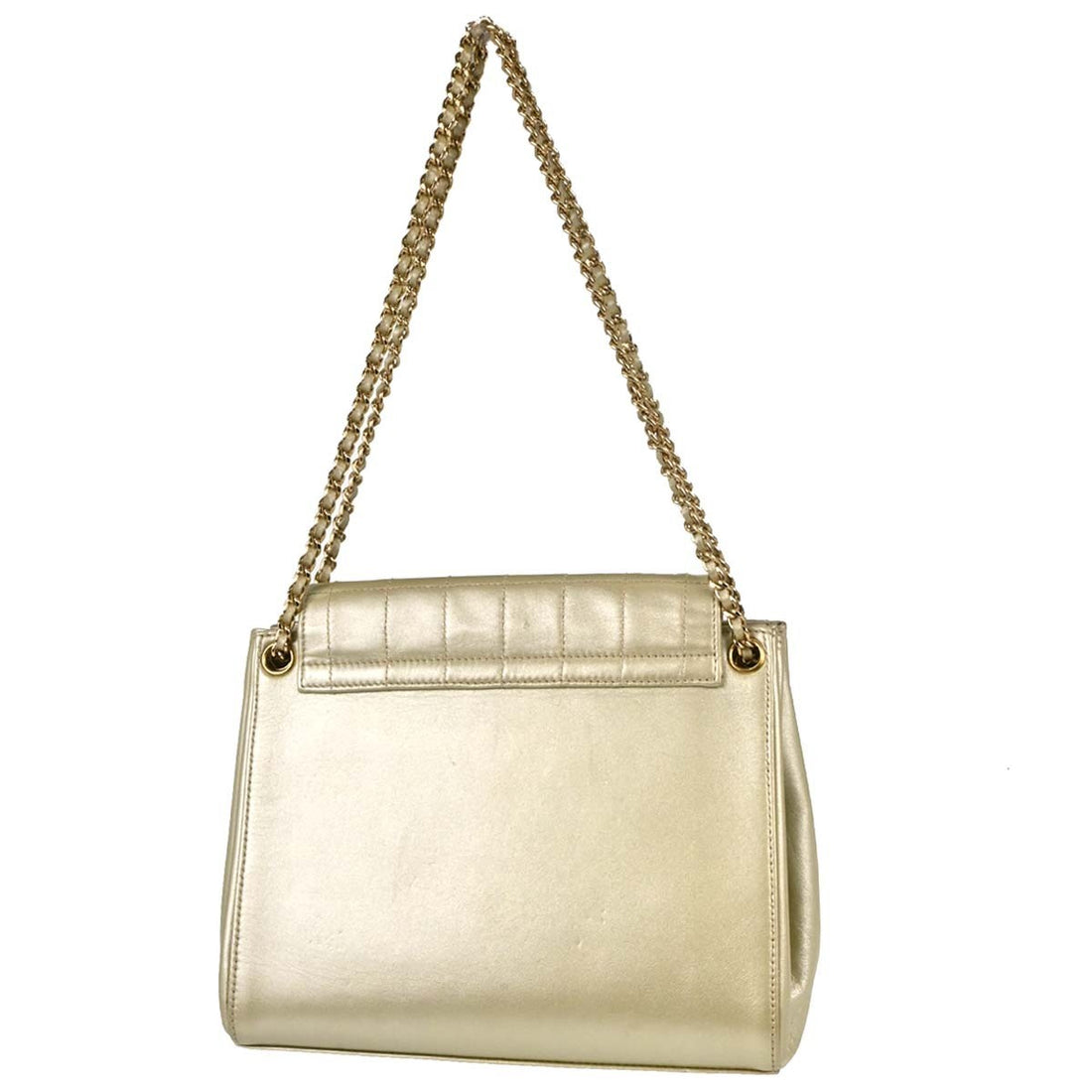 Chanel Choco Bar Mademoiselle Lock in Pelle di Agnello Oro Vintage