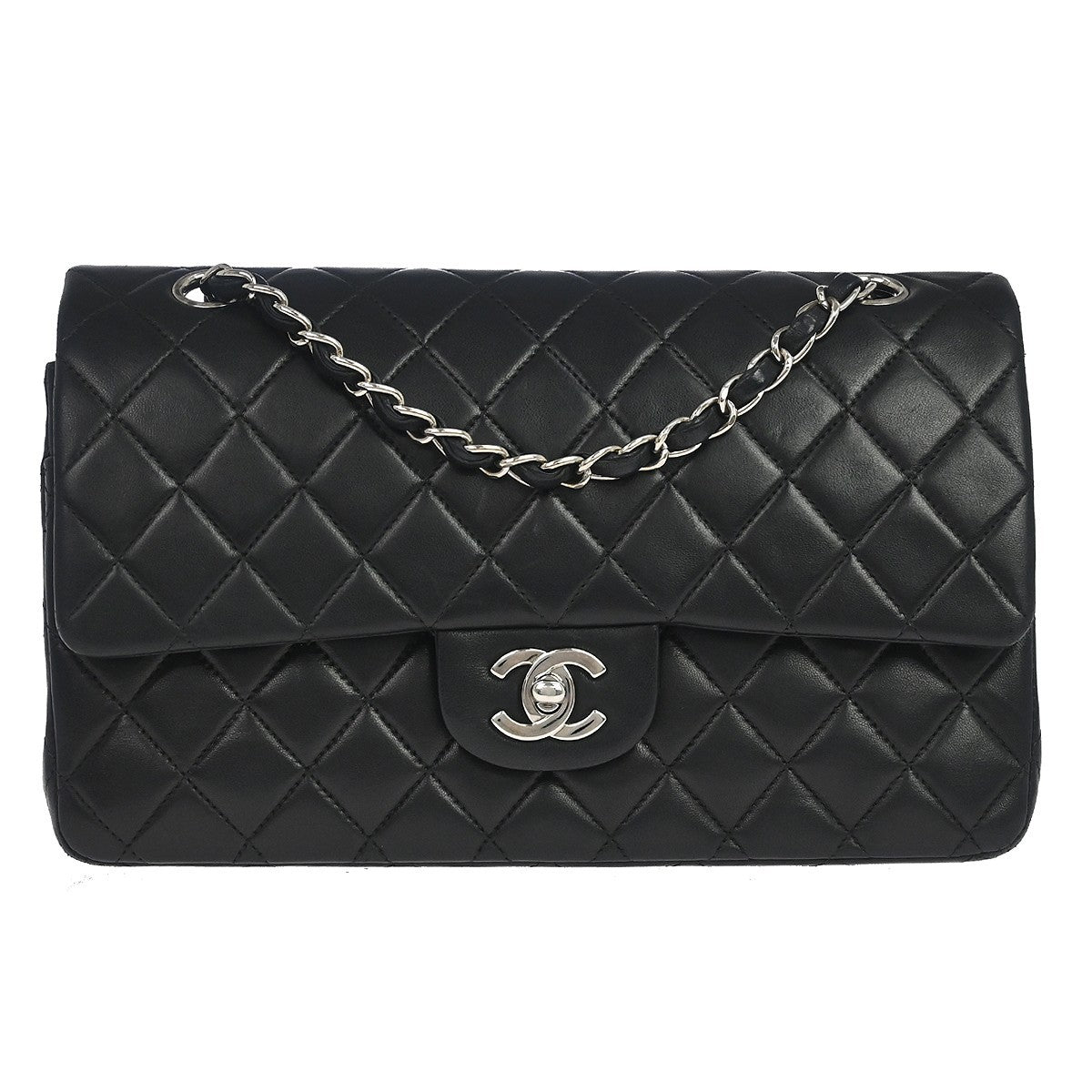 Chanel Classic Double Flap Medium in Pelle di Agnello Nera Vintage – foto 1