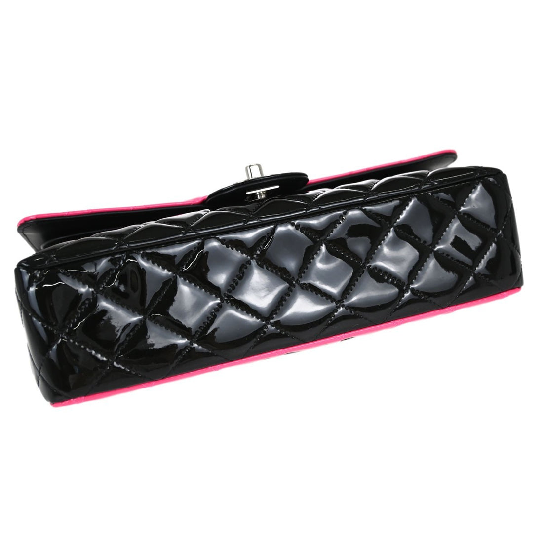 Chanel Classic Double Flap Medium in Pelle Verniciata Nera e Rosa Vintage