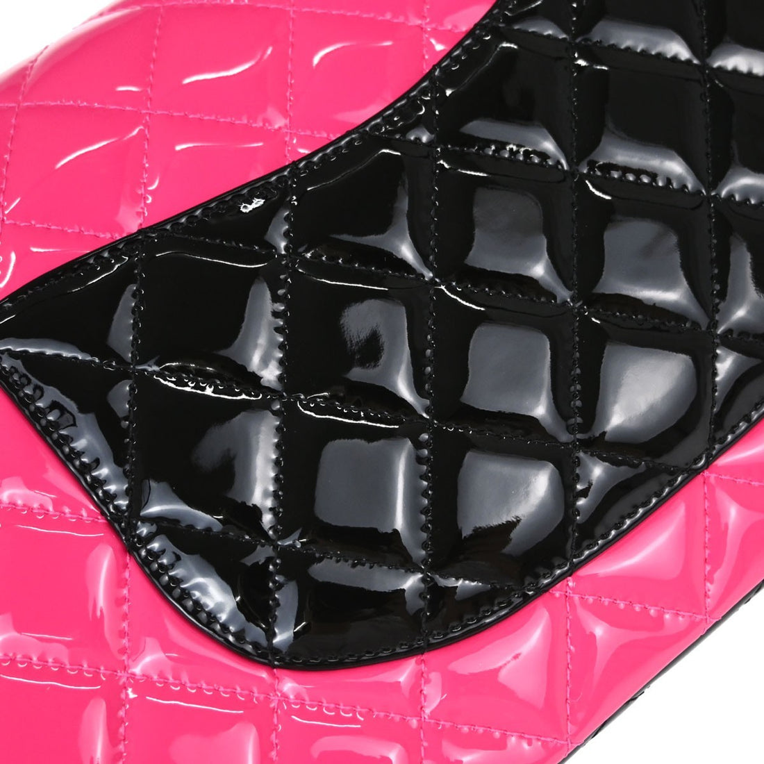 Chanel Classic Double Flap Medium in Pelle Verniciata Nera e Rosa Vintage