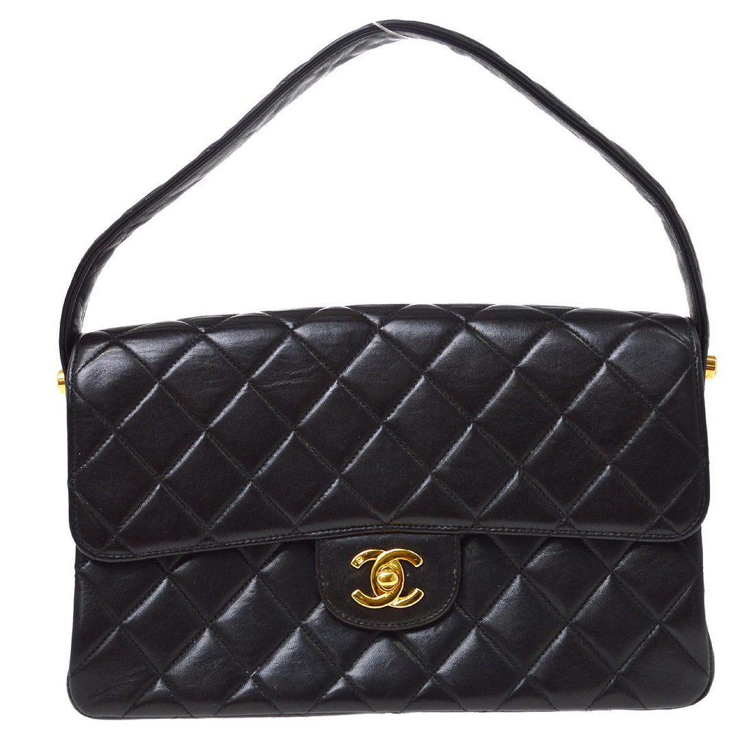 Chanel Classic Flap Double Sided in Pelle di Agnello Nero Vintage