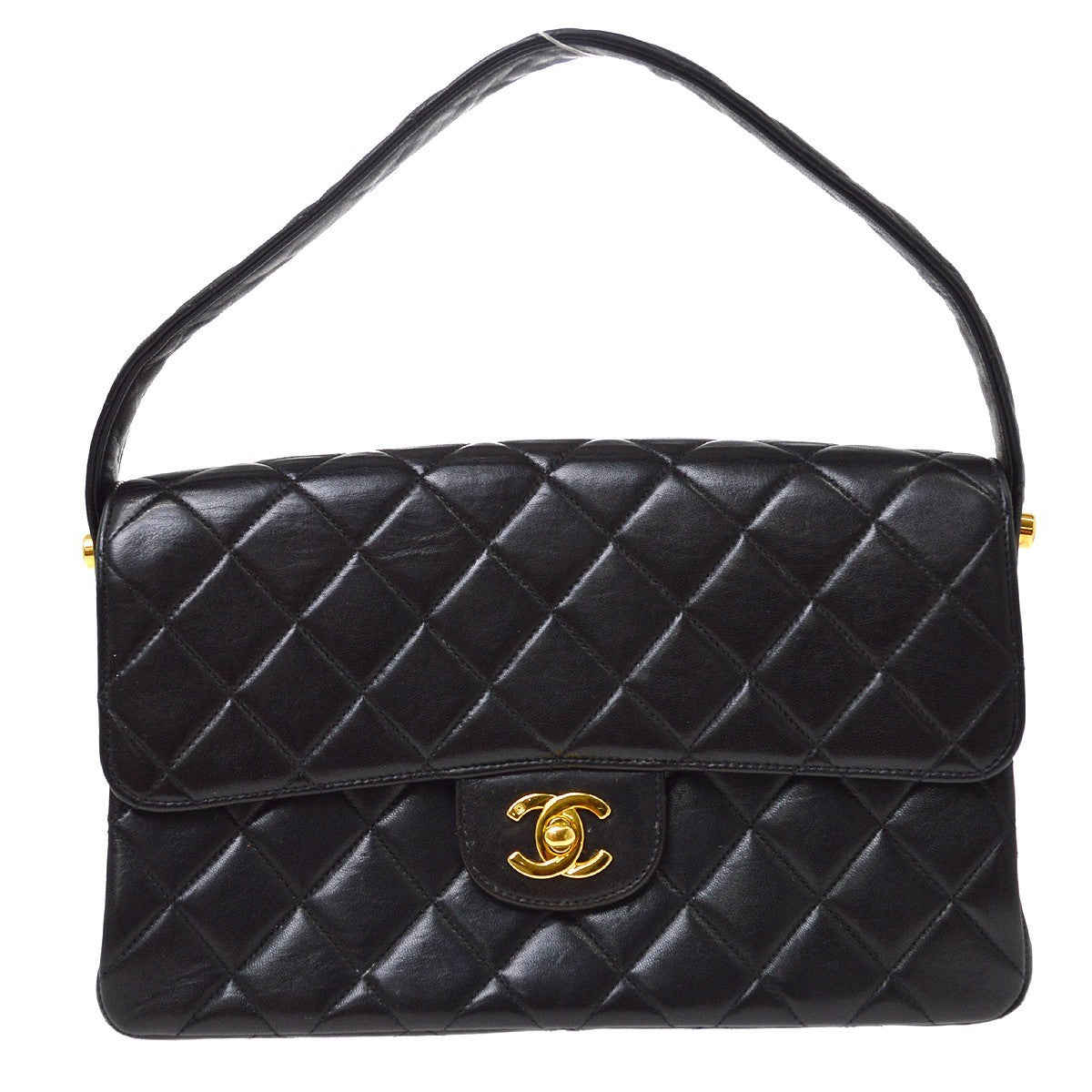 Chanel Classic Flap Double Sided in Pelle di Agnello Nero Vintage