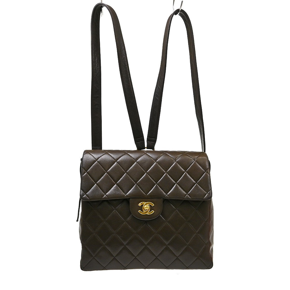 Chanel Classic Flap Zaino in Pelle di Agnello Marrone Vintage