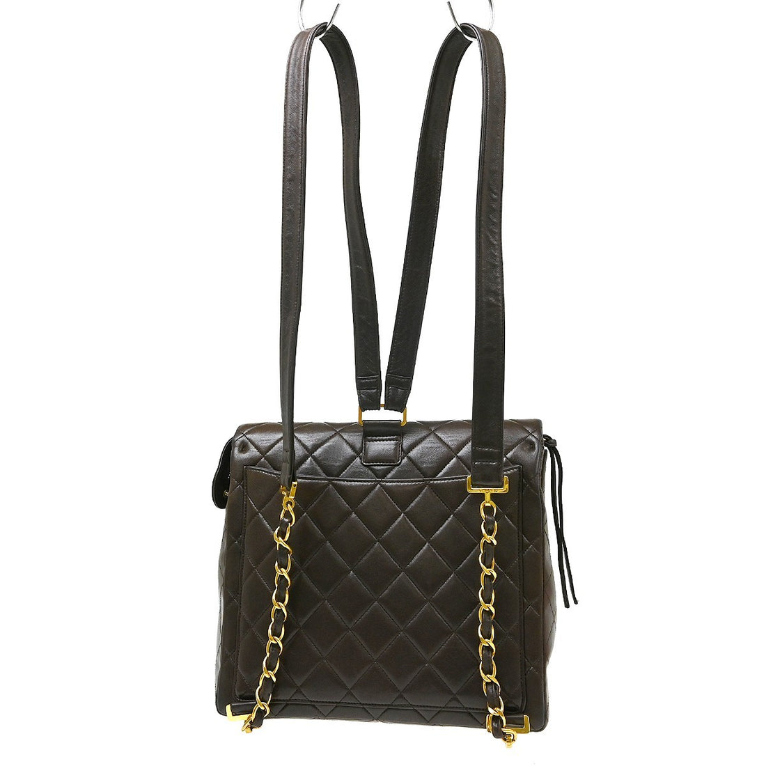 Chanel Classic Flap Zaino in Pelle di Agnello Marrone Vintage