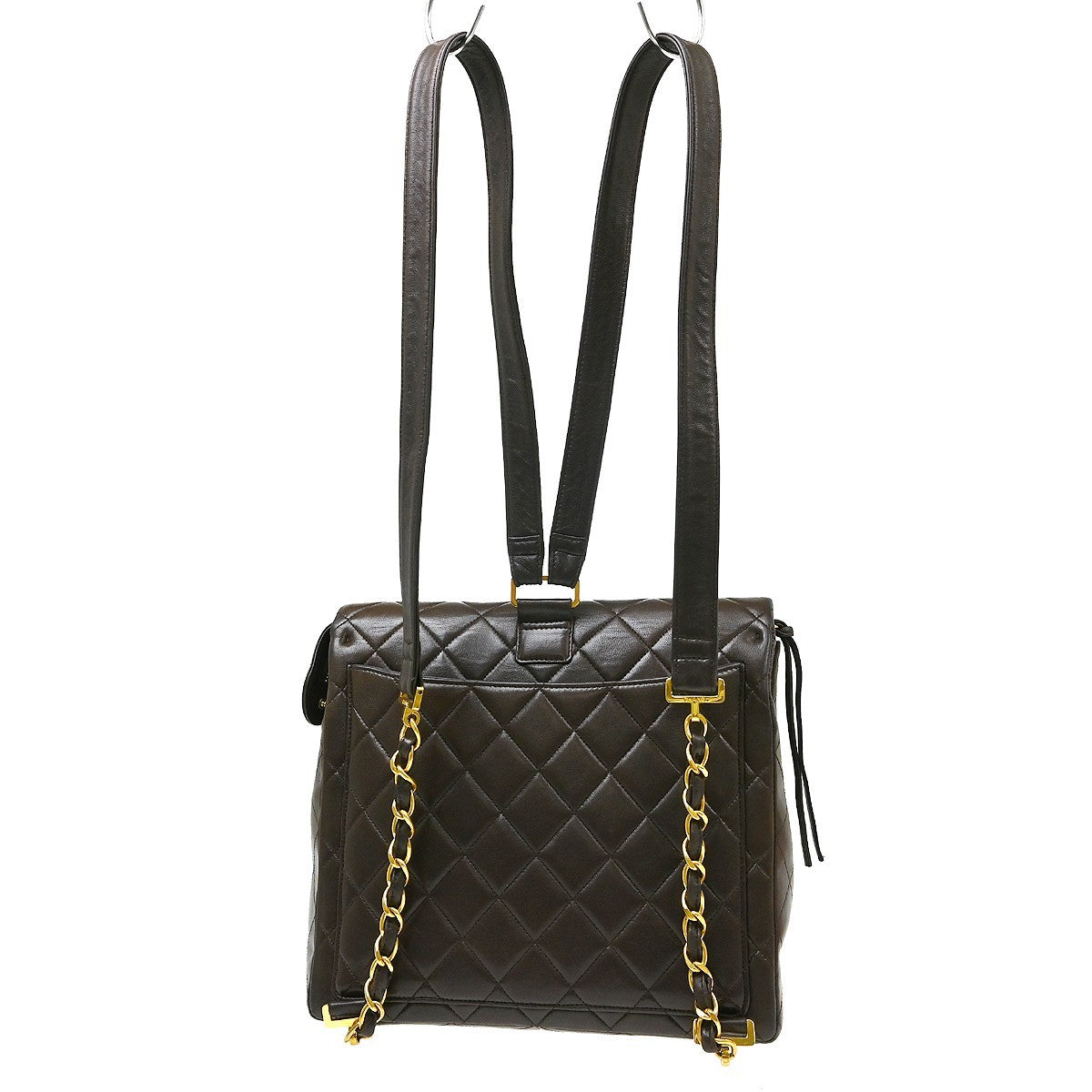 Chanel Classic Flap Zaino in Pelle di Agnello Marrone Vintage – foto 2