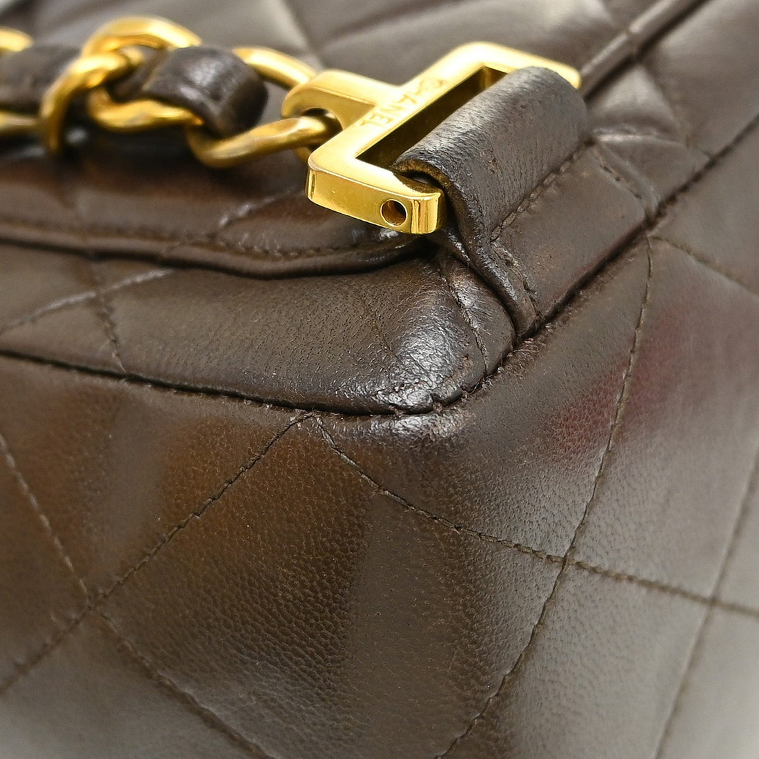 Chanel Classic Flap Zaino in Pelle di Agnello Marrone Vintage