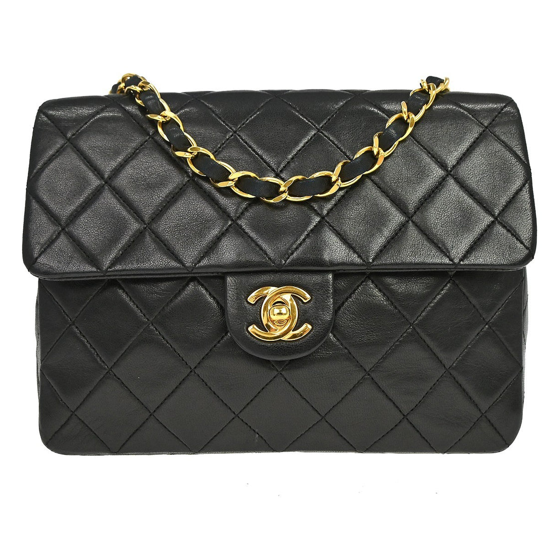 Chanel Classic Square Flap 20 in Pelle di Agnello Nero Vintage