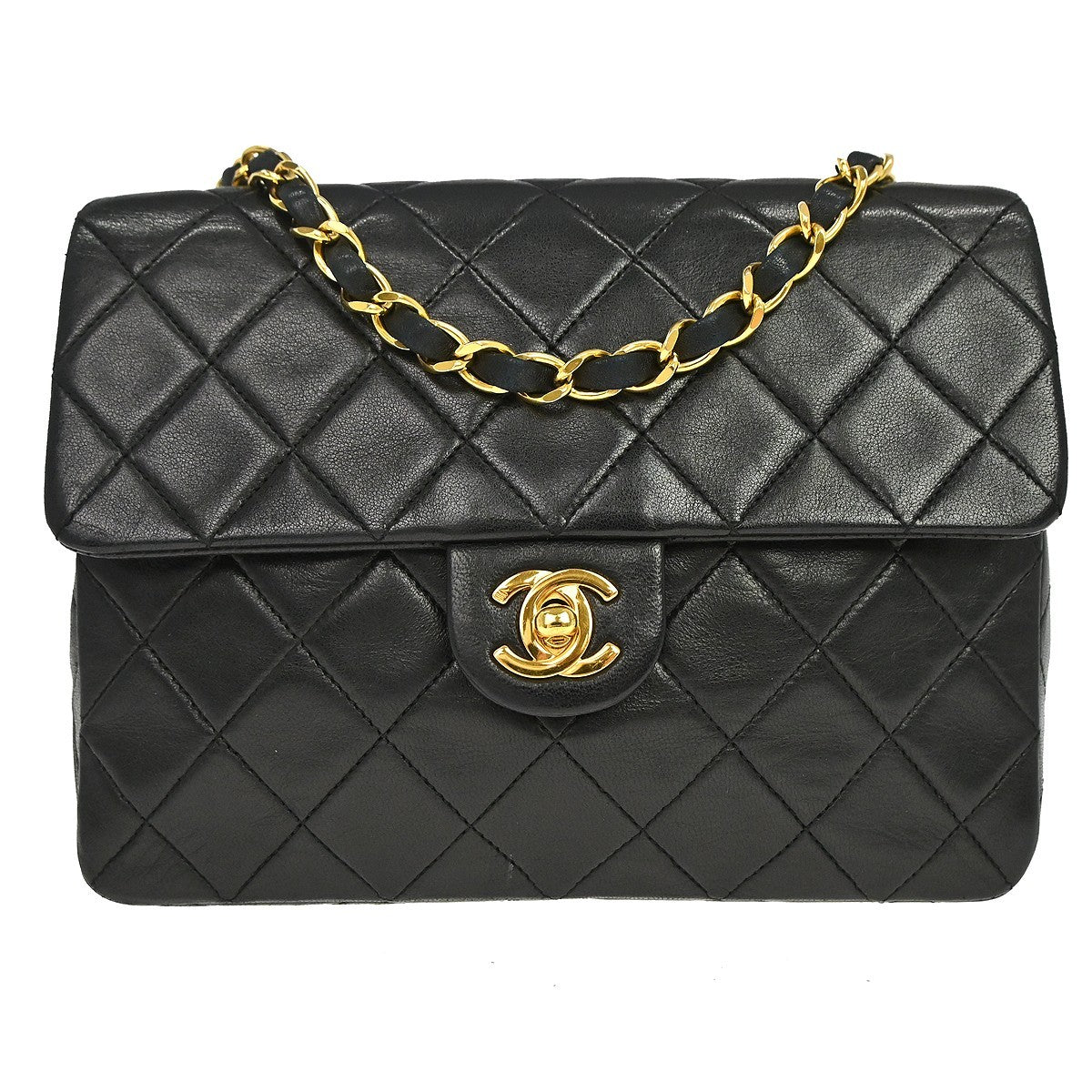 Chanel Classic Square Flap 20 in Pelle di Agnello Nera Vintage – foto 1