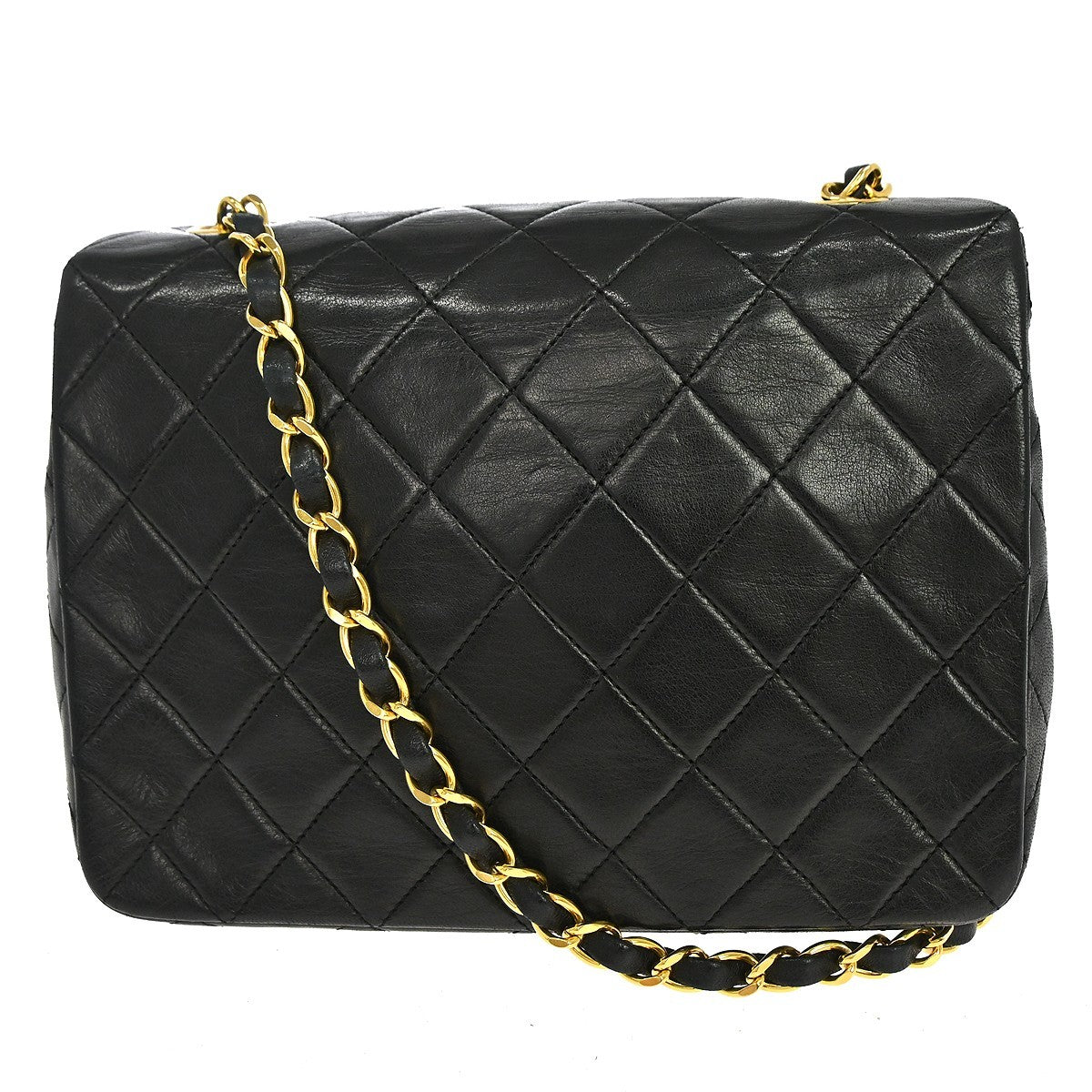Chanel Classic Square Flap 20 in Pelle di Agnello Nera Vintage – foto 2