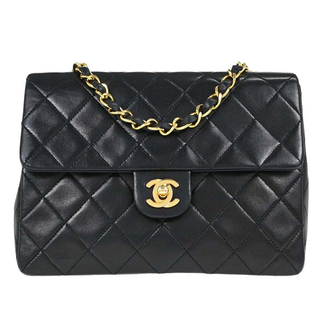 Chanel Classic Square Flap 20 in Pelle di Agnello Nera Vintage