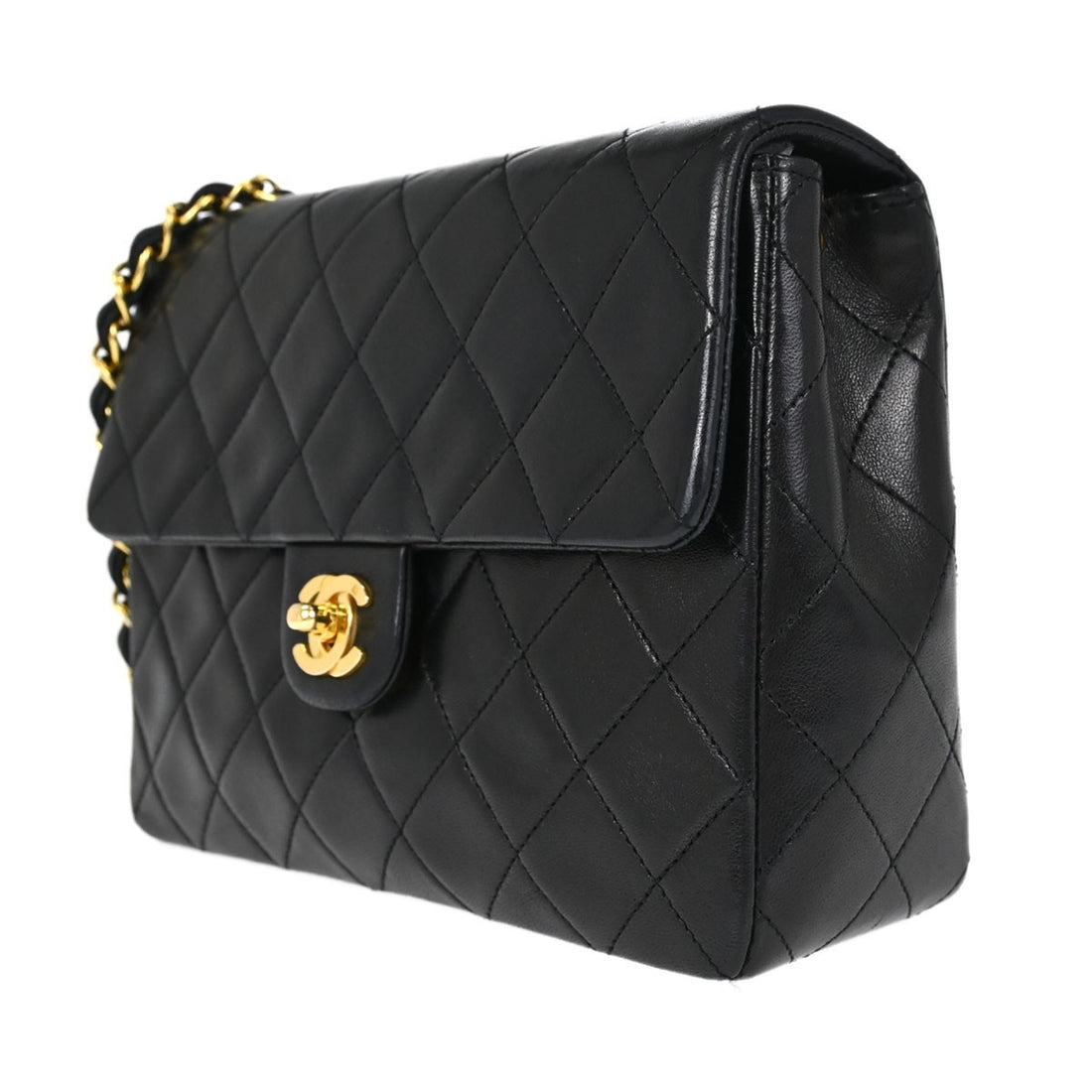 Chanel Classic Square Flap 20 in Pelle di Agnello Nera Vintage