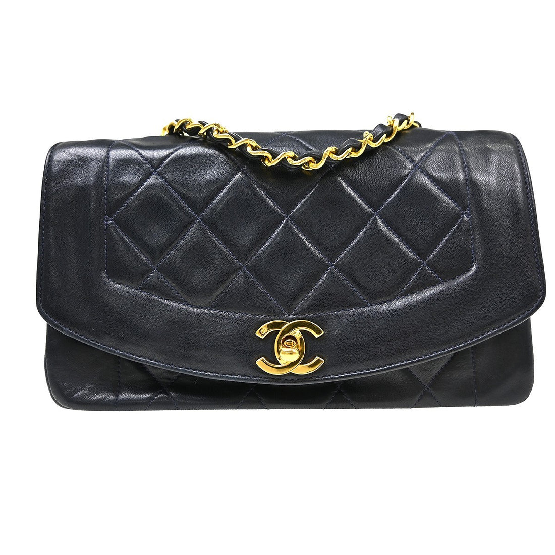 Chanel Diana Small in Pelle di Agnello Blu Navy Vintage
