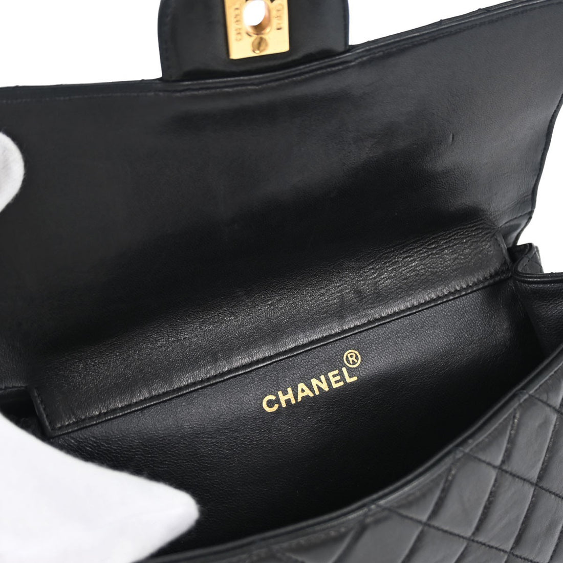 Chanel Black Lambskin Double Sided Flap Small Shoulder Bag Vintage