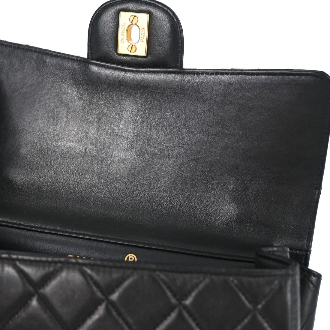 Chanel Black Lambskin Double Sided Flap Small Shoulder Bag Vintage