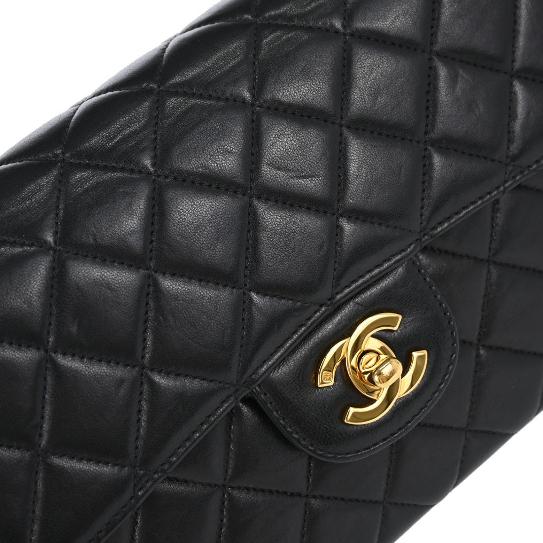 Chanel Black Lambskin Double Sided Flap Small Shoulder Bag Vintage