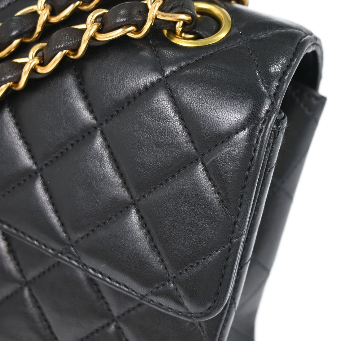 Chanel Black Lambskin Double Sided Flap Small Shoulder Bag Vintage