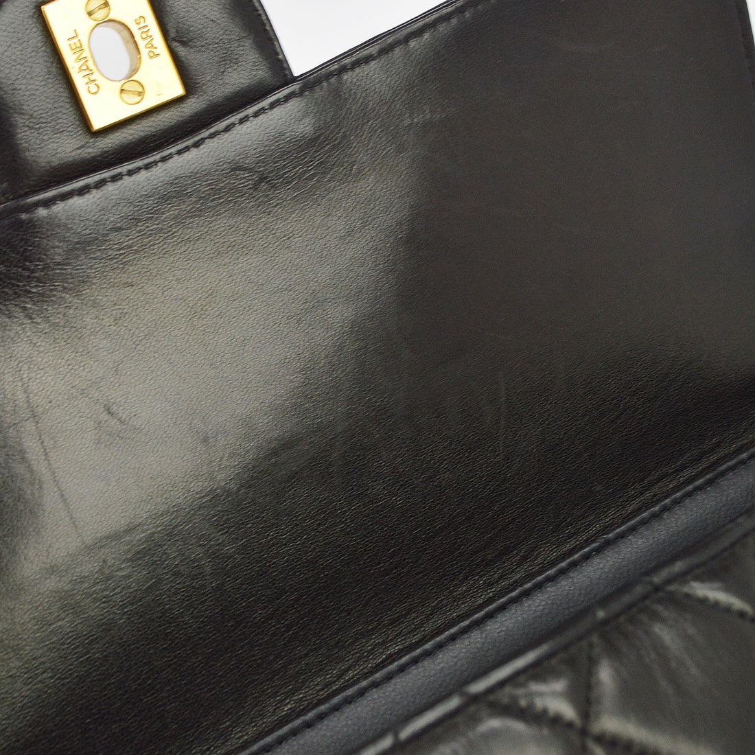 Chanel Black Lambskin Double Sided Flap Handbag Vintage