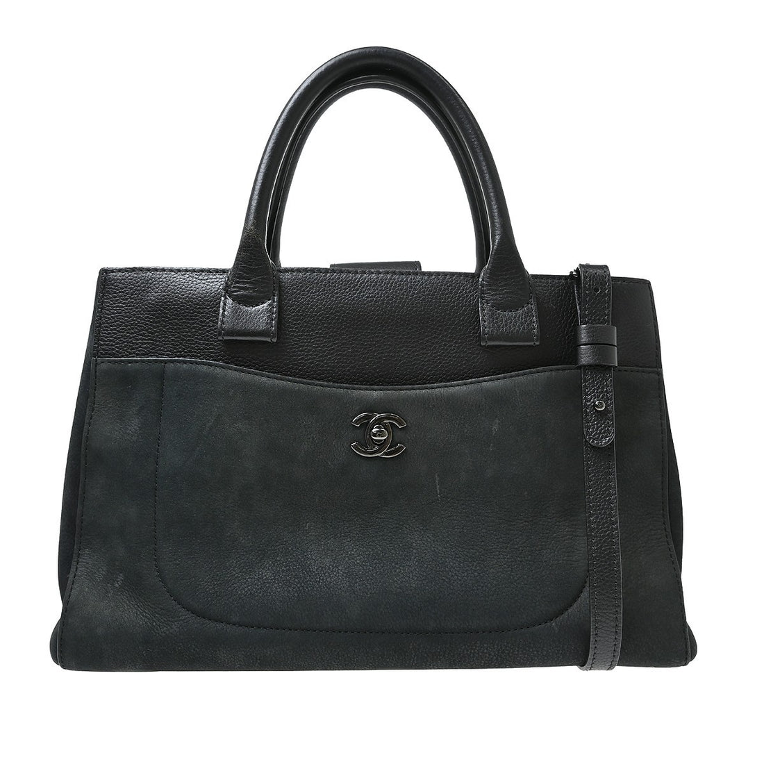 Chanel Executive Cerf Tote in Pelle di Vitello e Camoscio Nero Vintage