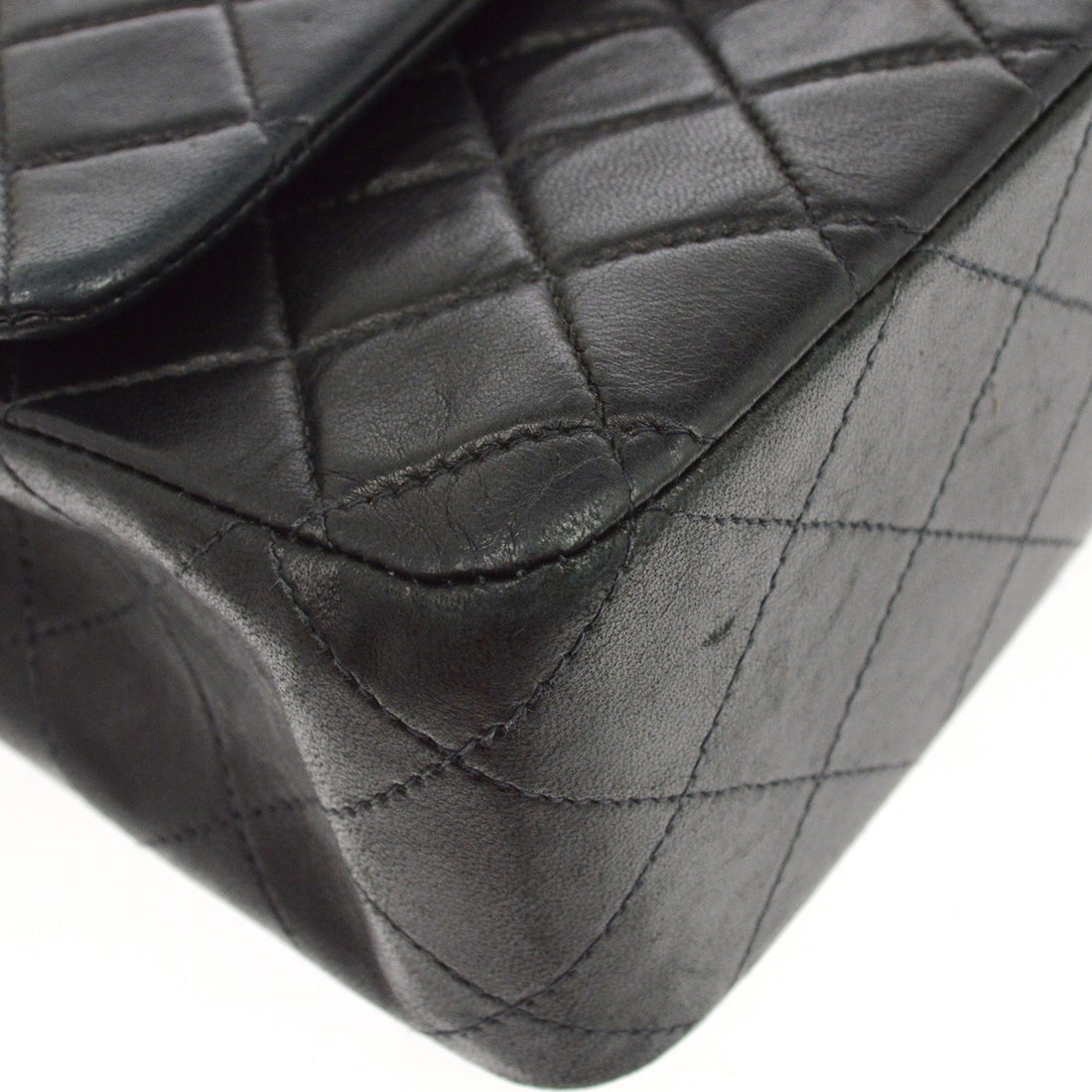 Chanel Flap a Spalla con Catena in Pelle di Agnello Nera Vintage