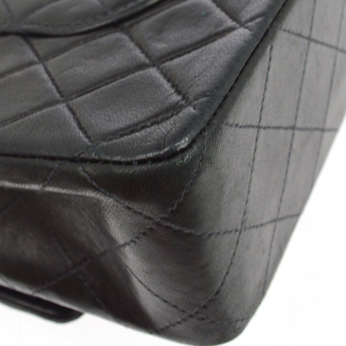 Chanel Flap a Spalla con Catena in Pelle di Agnello Nera Vintage