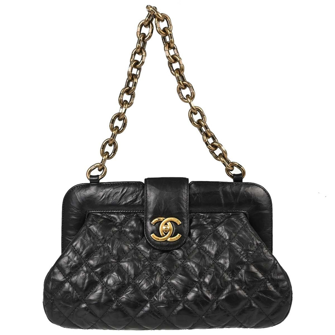 Chanel Frame Bag in Pelle di Vitello Nera Vintage