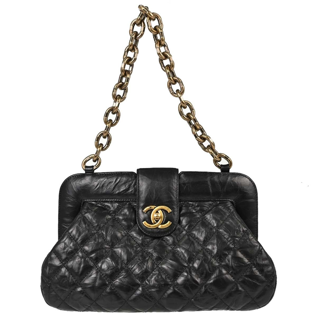 Chanel Frame Bag in Pelle di Vitello Nera Vintage