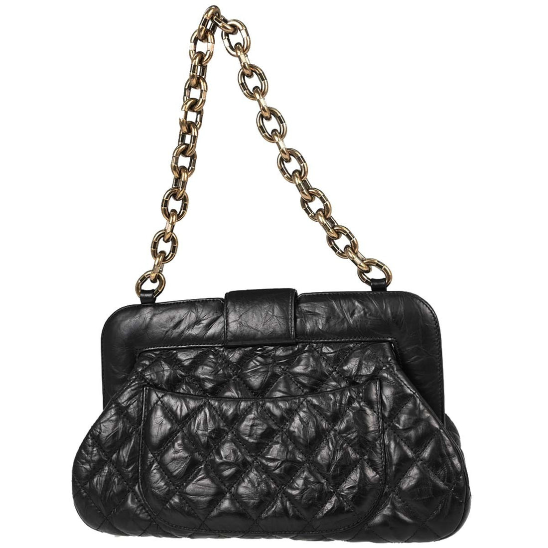 Chanel Frame Bag in Pelle di Vitello Nera Vintage