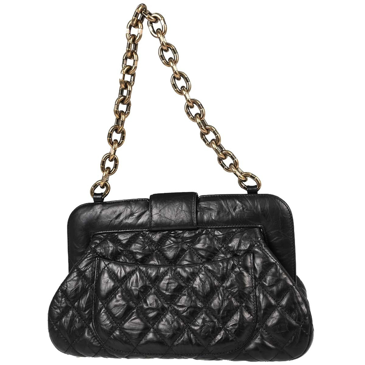Chanel Frame Bag in Pelle di Vitello Nera Vintage – foto 2