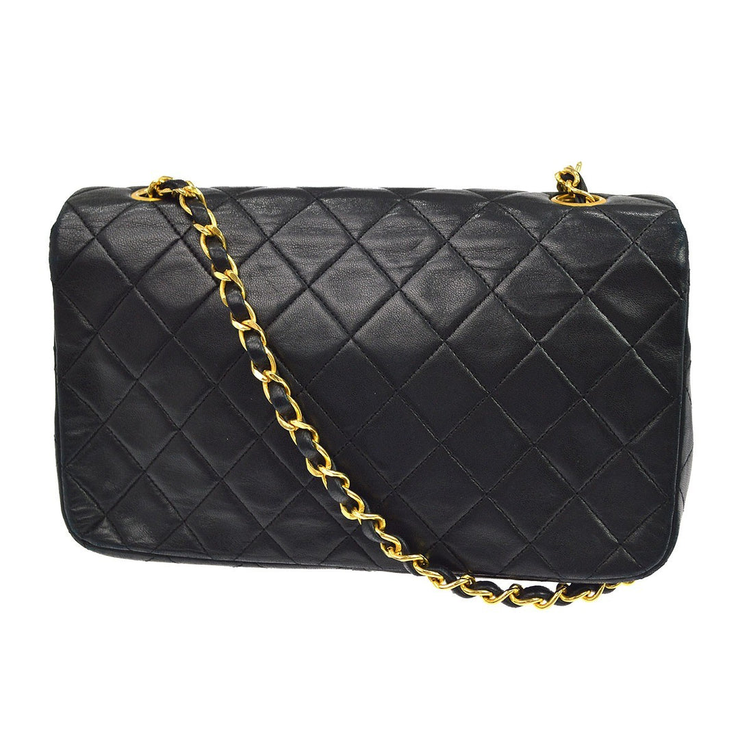 Chanel Full Flap a Spalla in Pelle di Agnello Nera Vintage