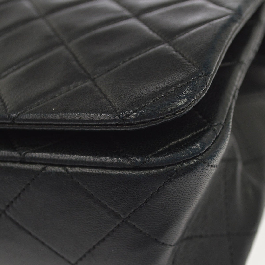 Chanel Full Flap a Spalla in Pelle di Agnello Nera Vintage