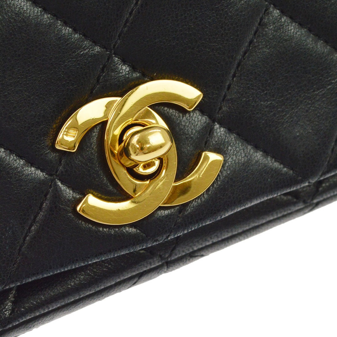 Chanel Full Flap a Spalla in Pelle di Agnello Nera Vintage