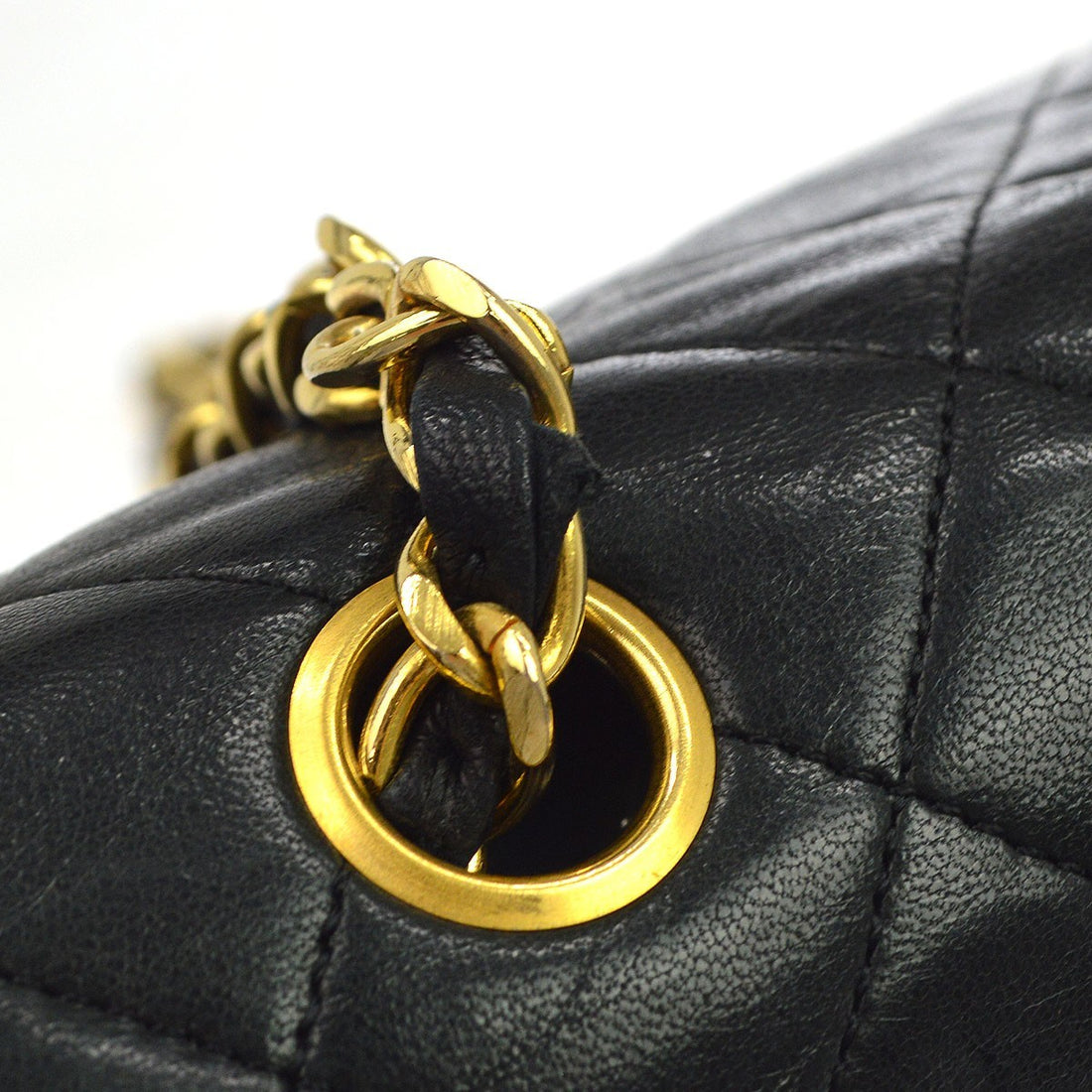 Chanel Full Flap a Spalla in Pelle di Agnello Nera Vintage