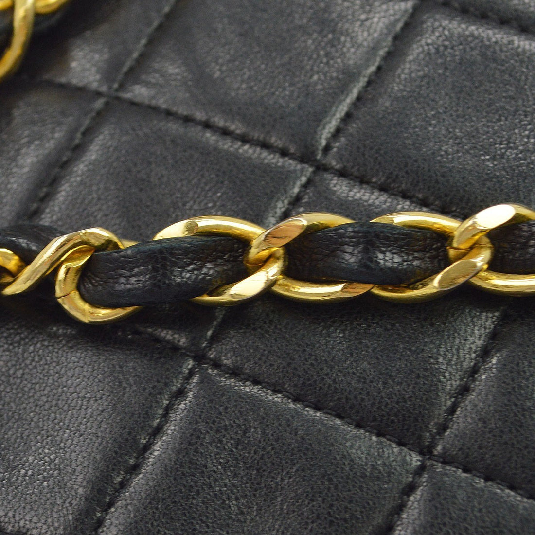 Chanel Full Flap a Spalla in Pelle di Agnello Nera Vintage