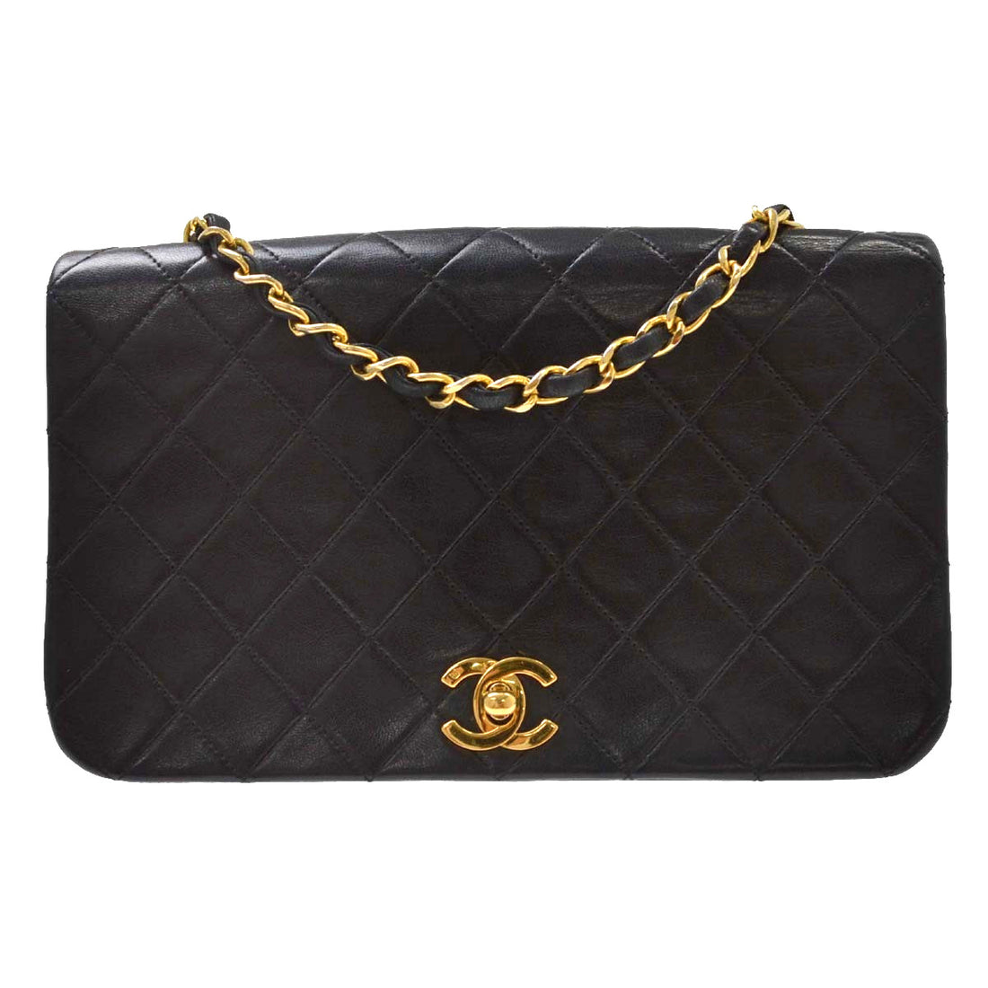 Chanel Full Flap Small in Pelle di Agnello Nero Vintage